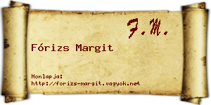 Fórizs Margit névjegykártya