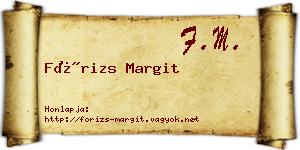 Fórizs Margit névjegykártya