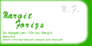 margit forizs business card